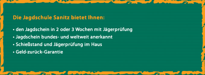 Angebote der Jagdschule Sanitz